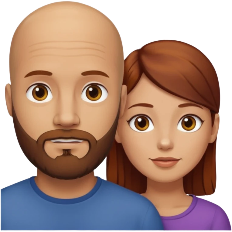 Couple. A bald man with beard and a girl with dark yellowish auburn hair. emoji