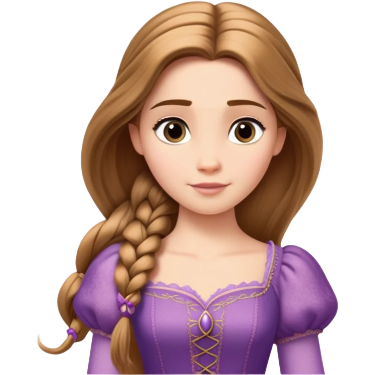 Rapunzel de cabelo moreno com a mesma roupa e detalhes do filme  emoji