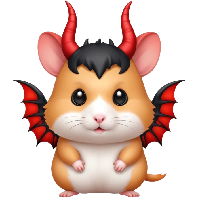 A cute Hamster with devil wings and devil horns emoji