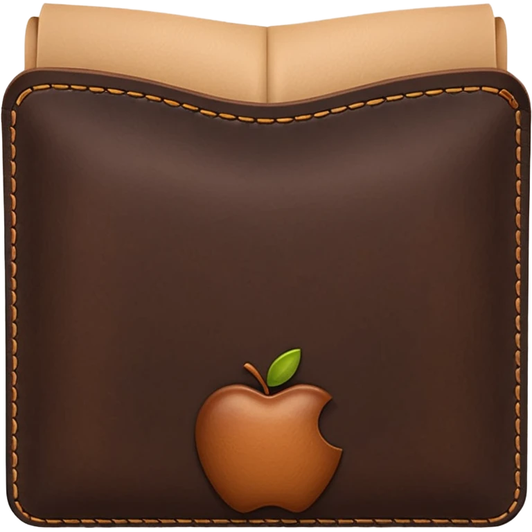 A 3D Apple-style emoji of an industrial leather material, shown as a neatly folded or rolled sheet of dark brown leather with visible texture and stitching details, giving a modern and manufactured look, clean and simple design, no background emoji