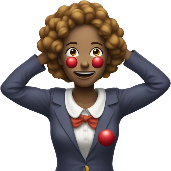 women crunching her shoulders with clown  emoji
