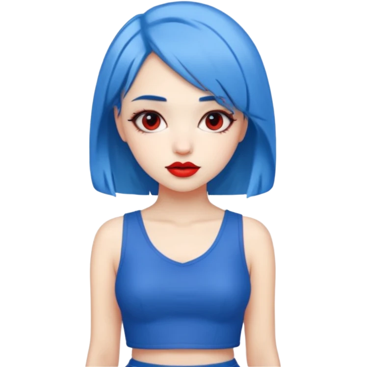 büyük memeli mavi saçlı çok güzel bir kız mini etekli kırmızı ruj emoji