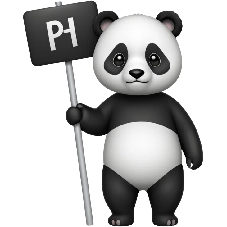 Сделай эмодзи где стоит панда у нее в руках табличка а на табличке написано @ph1lanthropov emoji