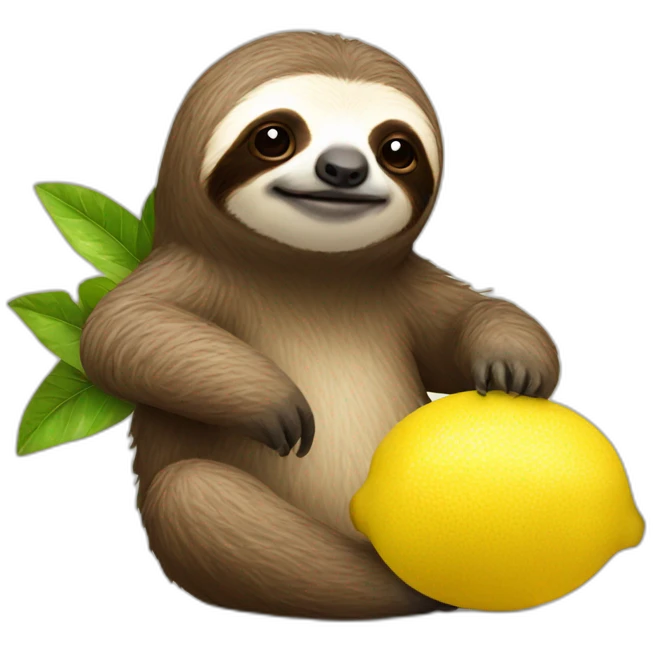 Sloth with lemon emoji