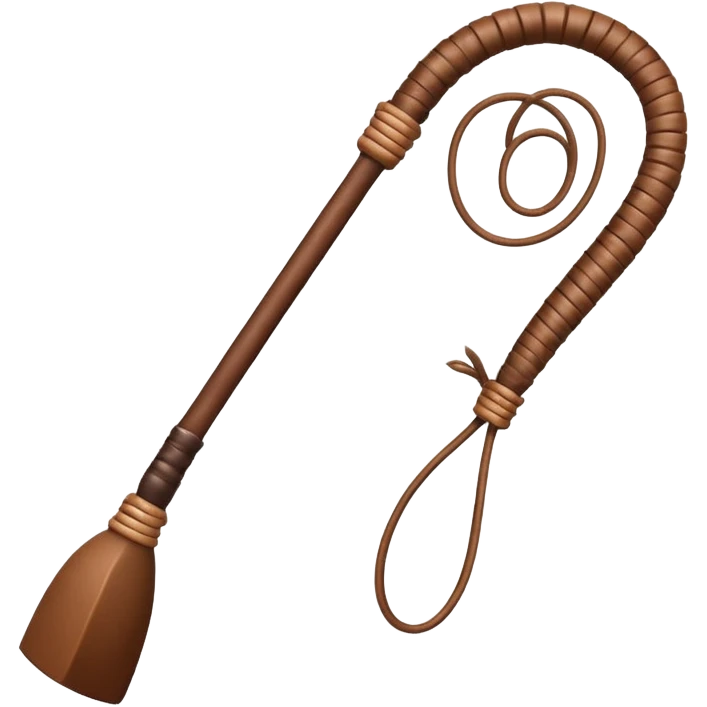 cowboy whip object icon, coiled leather whip, wooden handle, western style, 3D cartoon, mobile game icon style, centered, clean background, soft shadow, no text, no watermark
 emoji