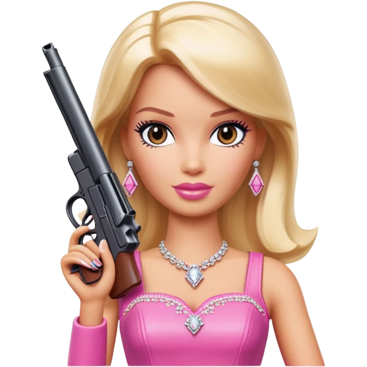 A Barbie Queen with a gun  emoji
