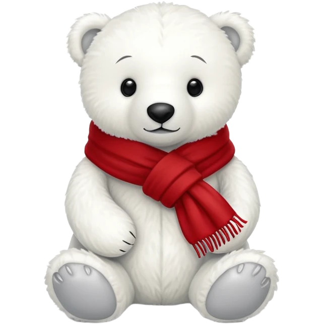 White Jellycat polar bear stuffed plush wearing a red scarf emoji