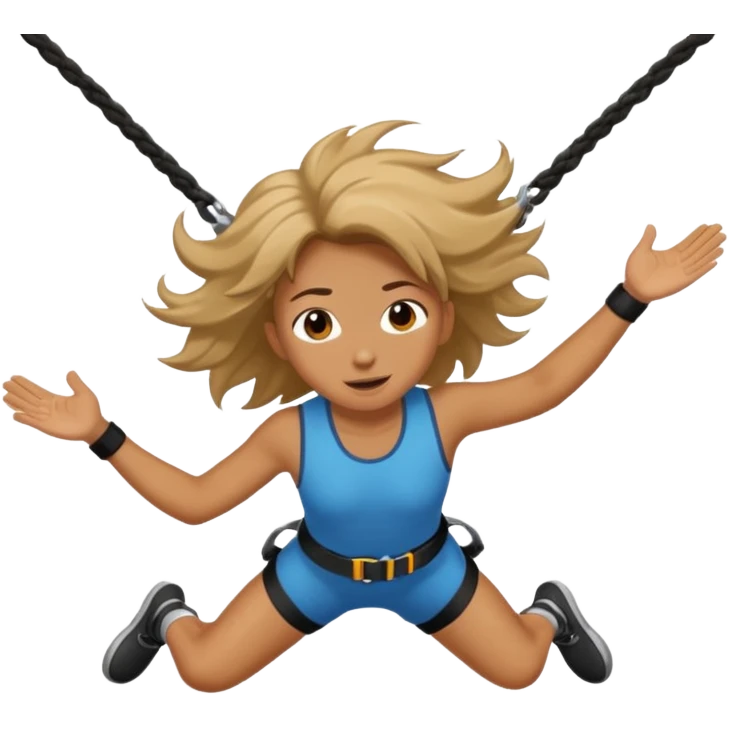 bungee jumping face only with hair flying emoji