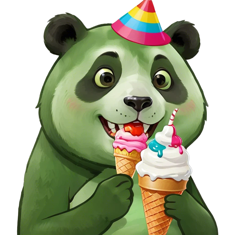 Panda eating ice cream emoji