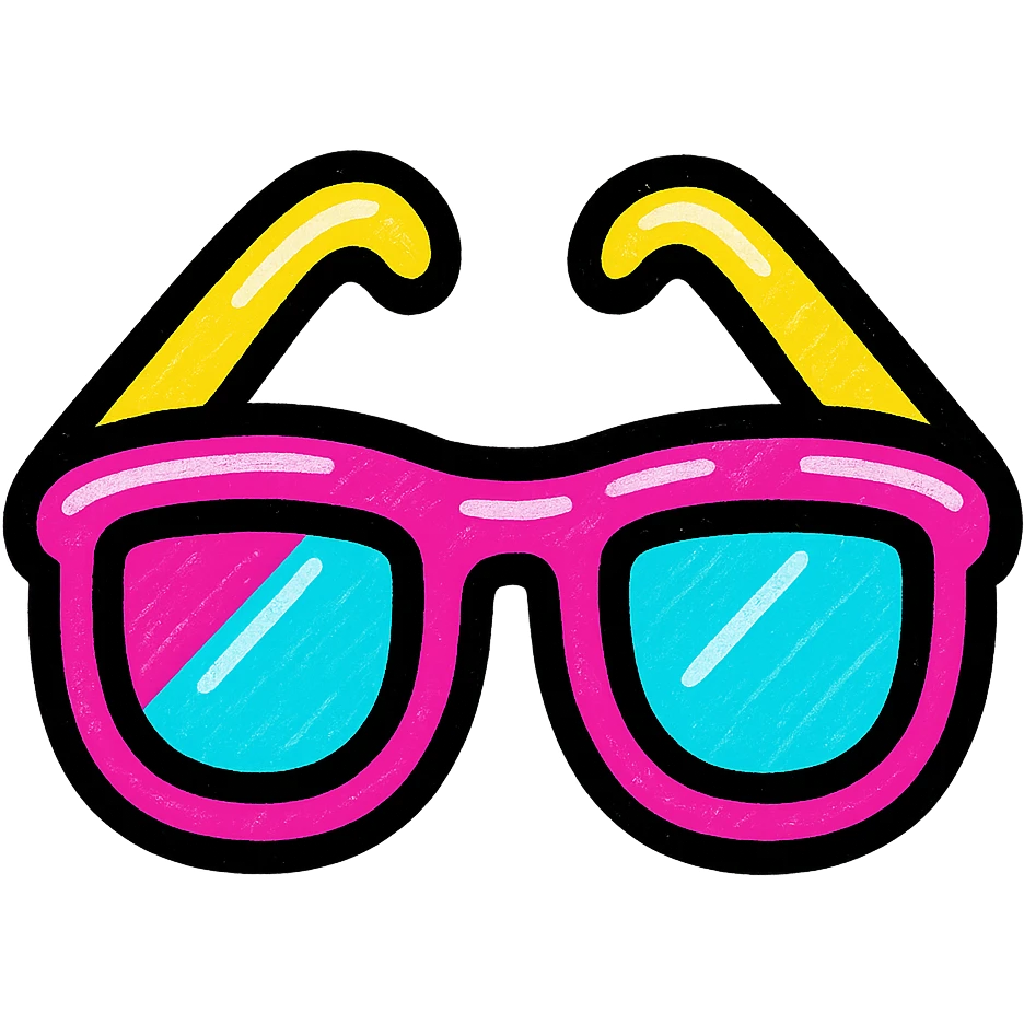 neon sunglasses, glowing, bold, modern style, vibrant neon colors emoji