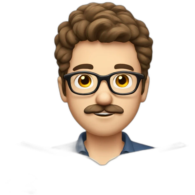 young white brown hair man with glasses and a goatie mustache reading a book emoji