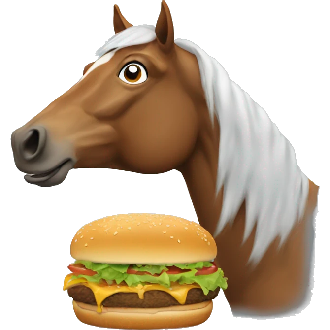 Horse eating a burger emoji