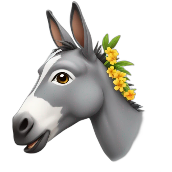 donkey with flower in mouth emoji