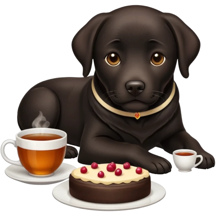 Cup of Tea cake black Labrador  emoji