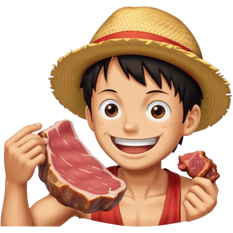 Luffy eating meat emoji