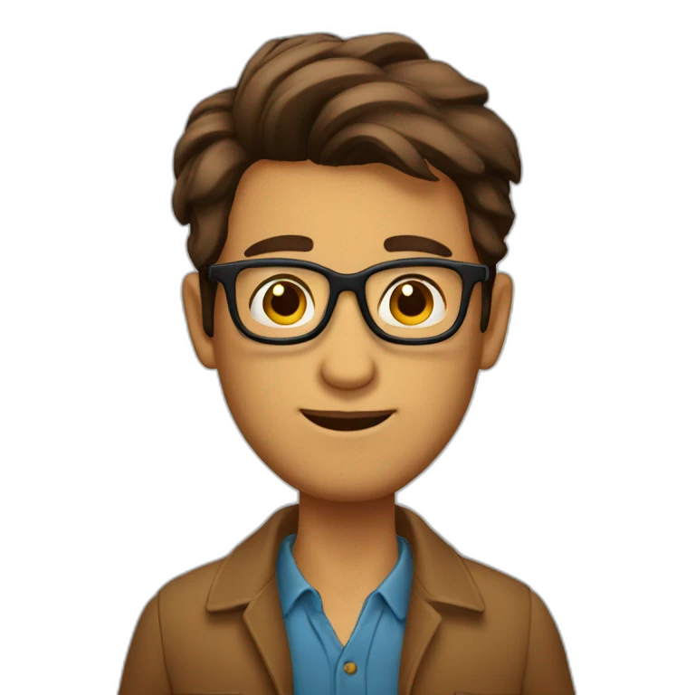 Belle homme brun avec lunettes  emoji