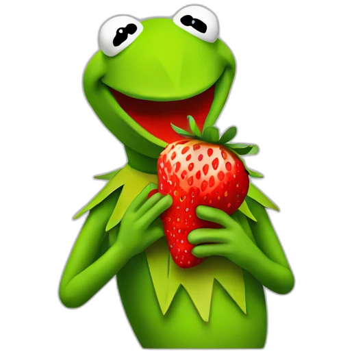kermit eating strawberry emoji