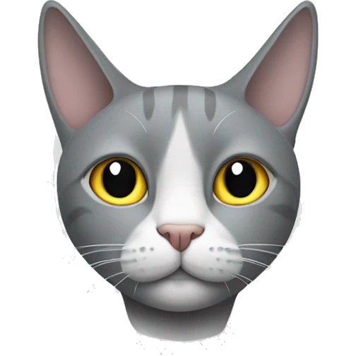 Grey cat with white triangle nose and ring pattern on its tail emoji