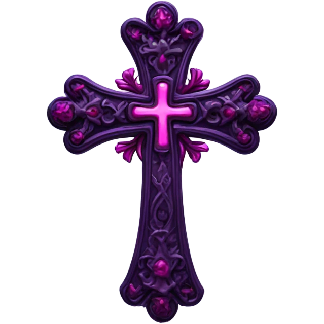 Gothic aesthetic cross in dark purple with dark pink accents  emoji