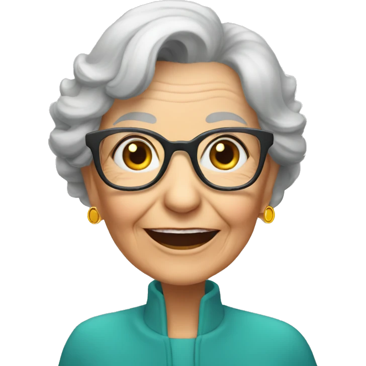 88 year old woman wearing glasses and hearing aids  emoji