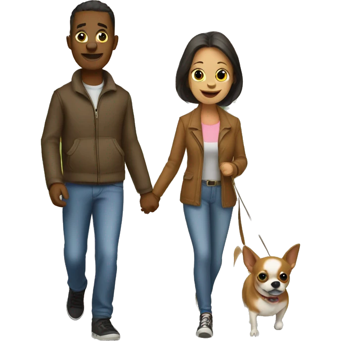Patty and Tom walking Chihuahua in Park emoji