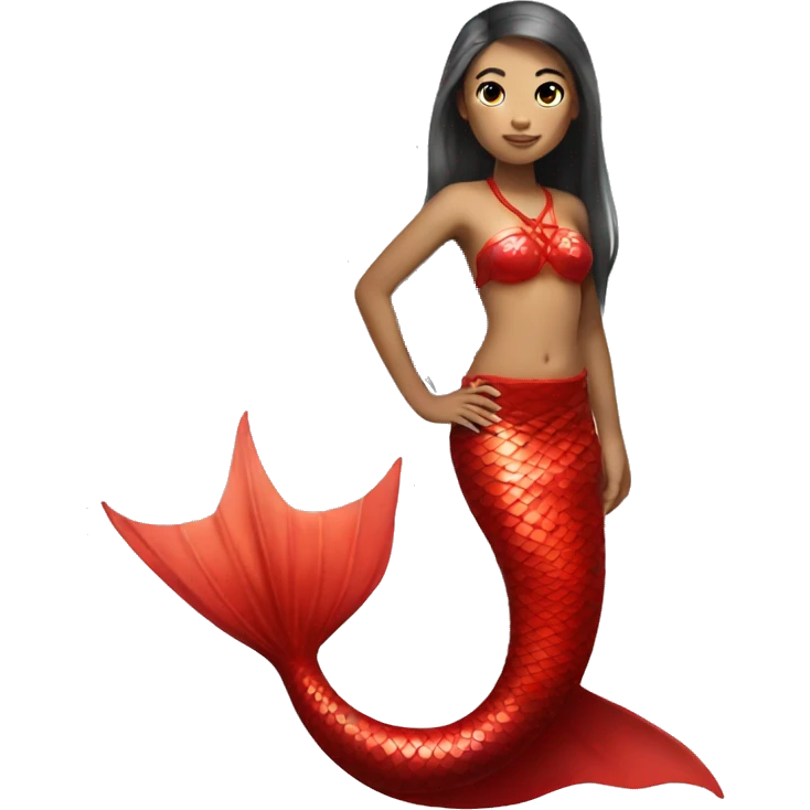 full body red chinese mermaid emoji
