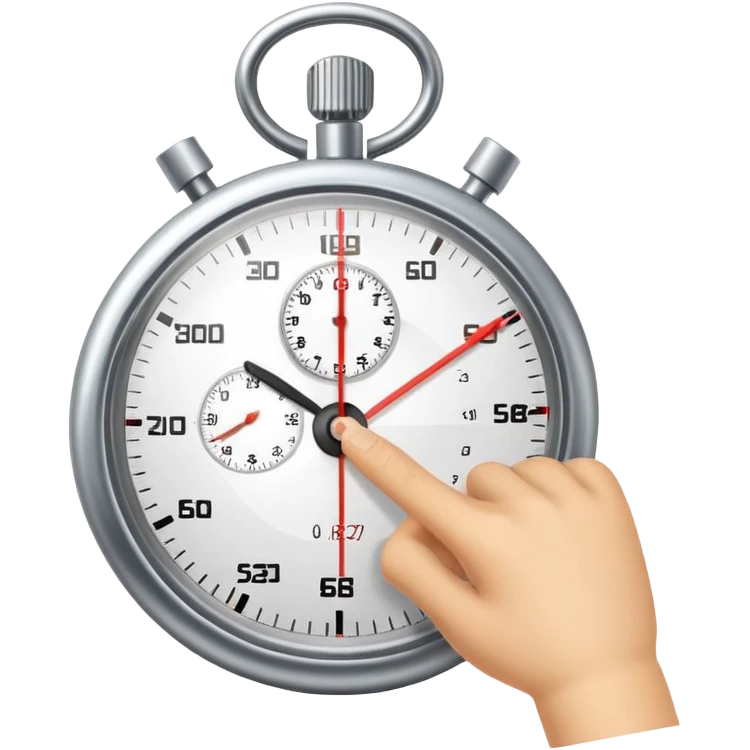 Stopwatch showing 1 minute and 58 seconds, hands pointing just before the 2-minute mark, symbolizing the two-minute rule in productivity emoji