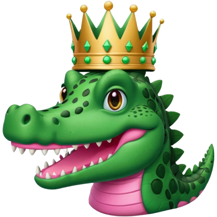 pink crocodile wearing a black crown emoji