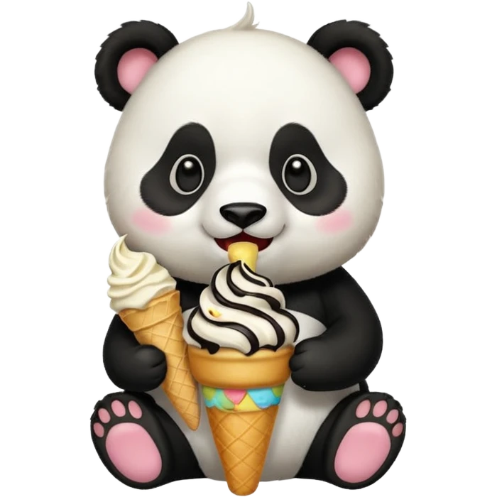 Panda eating ice cream emoji