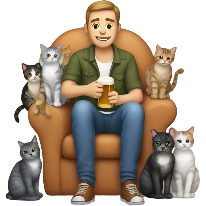 Drinking beers with my cats emoji