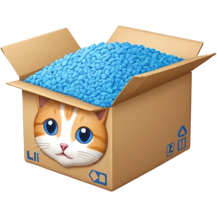 a cardbox of cat litter (blue) emoji