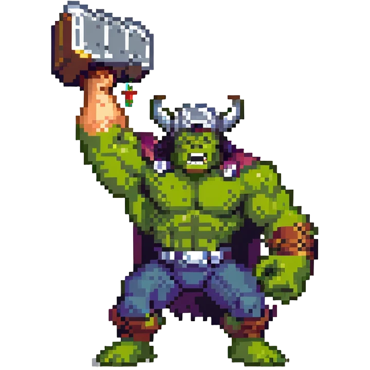 Hulk smashing with Thor's hammer emoji
