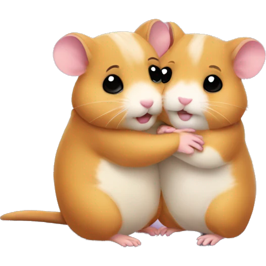 two hamsters hug emoji