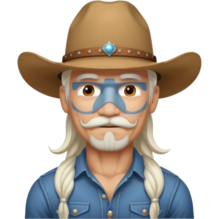 muscular tattooed and mustached cowboy long white hair  emoji