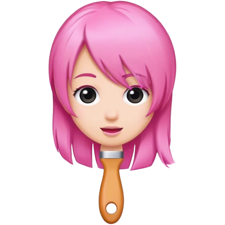 pink hair brush emoji