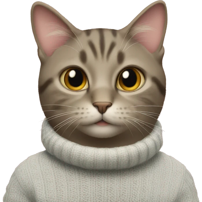 Cat wearing a sweater with JCREW on the front of it emoji