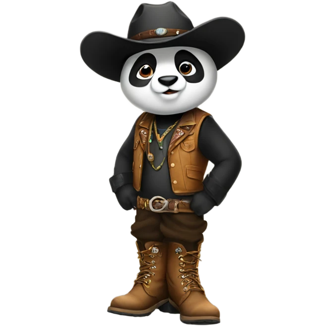 Panda wearing western boots emoji