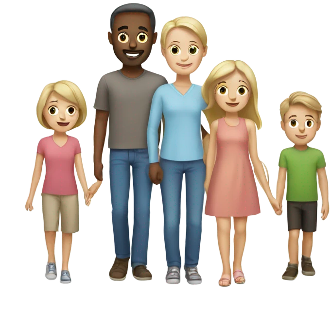 white family with couple 4 kids emoji