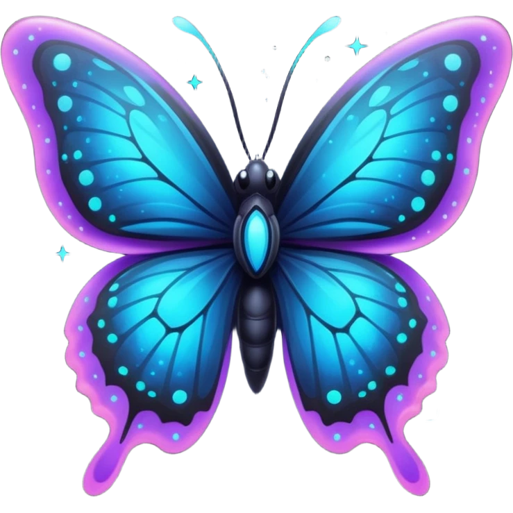 Bioluminescent nebulae abyssal galactical dark and neon-glowing nightly dusky starry sparkly butterfly emoji