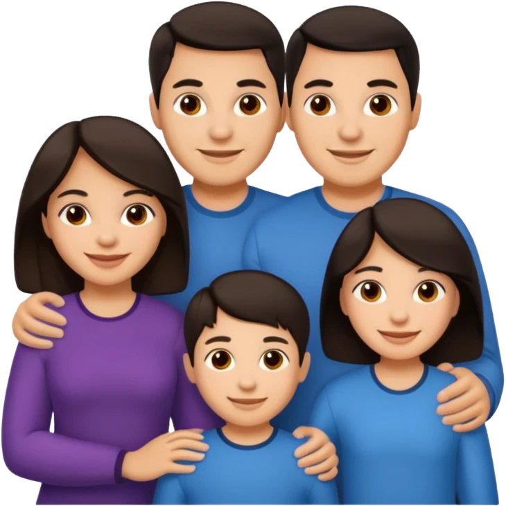 Light skin dark hair, Hispanic family of 6 emoji