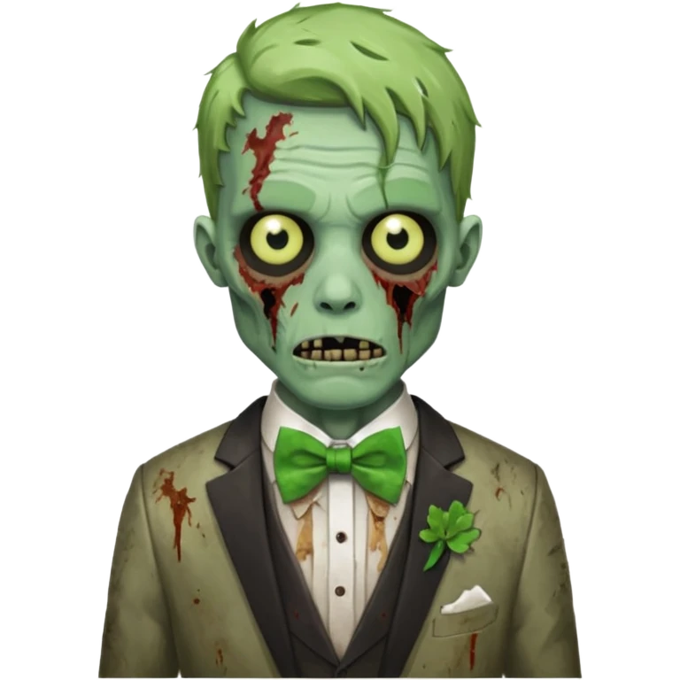 zombie zombie groom with green bow tie emoji