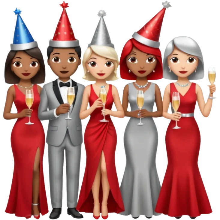 listening party people who only wearing red and silver dress code emoji