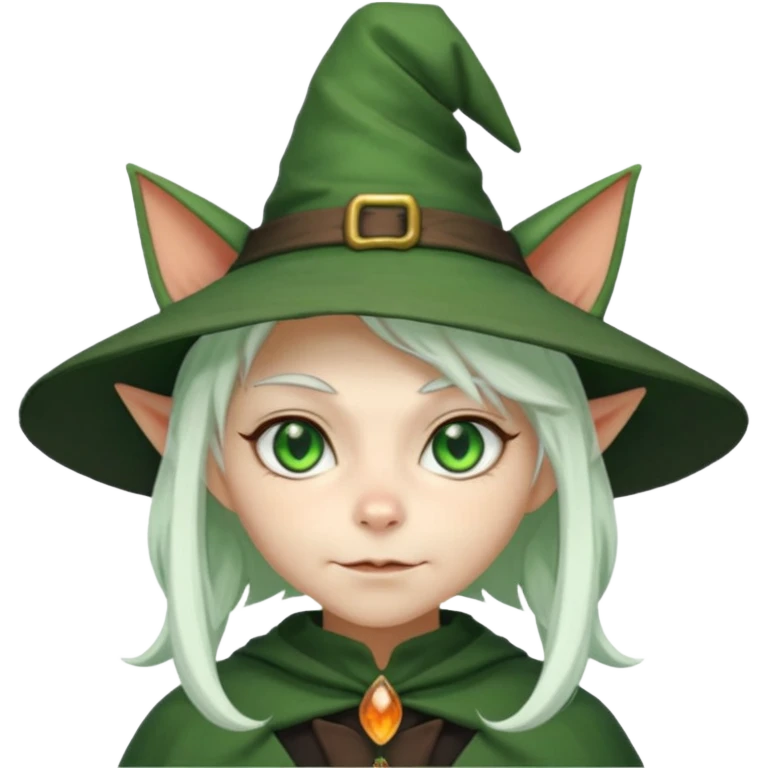 Goblin girl witch white hair, and cats ears 
 emoji