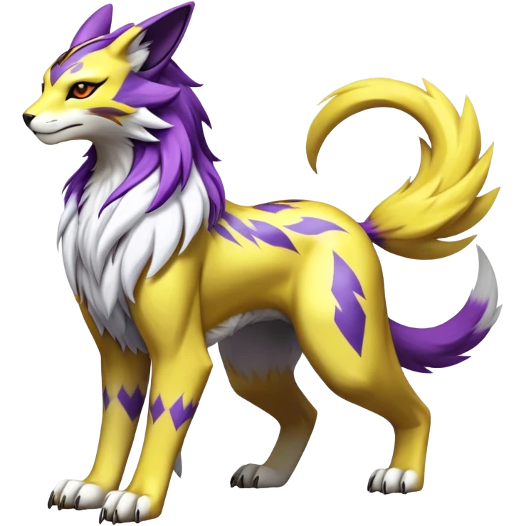 Shiny Elemental Exotic Renamon-Raikou-Liepard-Persian-Pokémon-Fakémon-hybrid-creature (full body) emoji