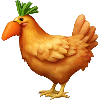 Chicken eating carrot emoji