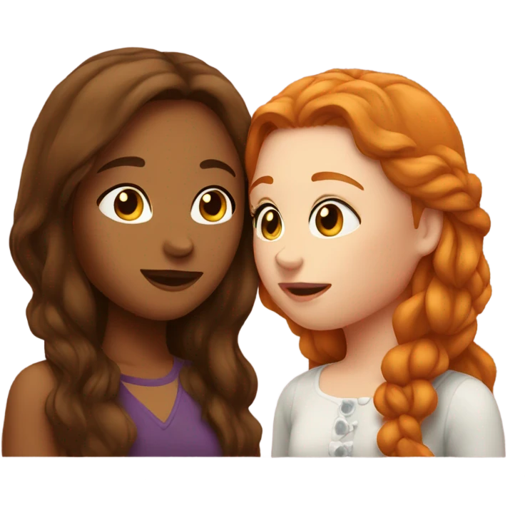 brunette and ginger girls kissing  emoji