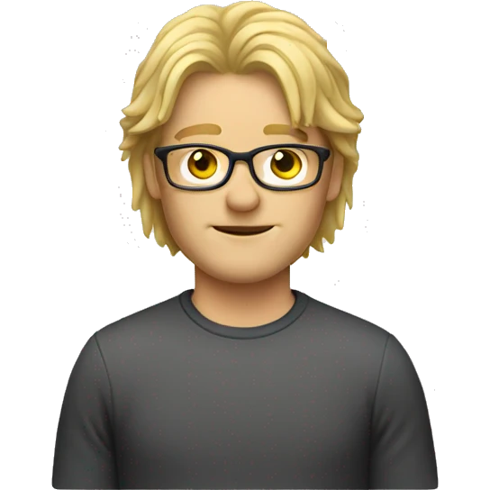 Guy with glasses and a blonde mullet  emoji