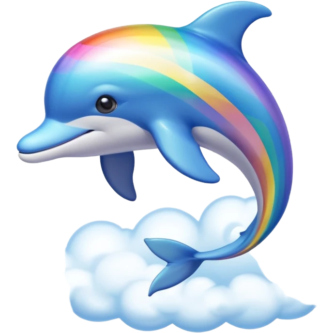 Rainbow dolphin swimming in clouds emoji