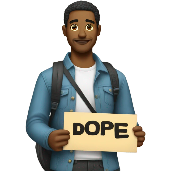 man holding a sign that says dope emoji