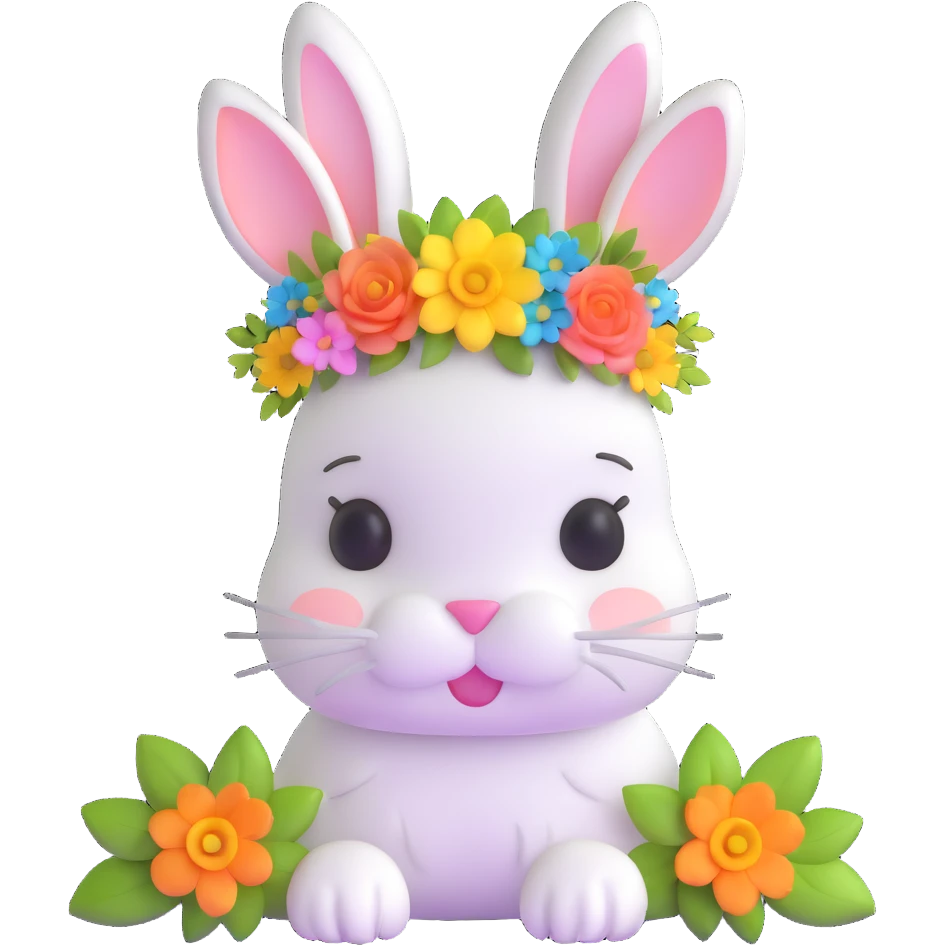 adorable bunny with floral crown emoji